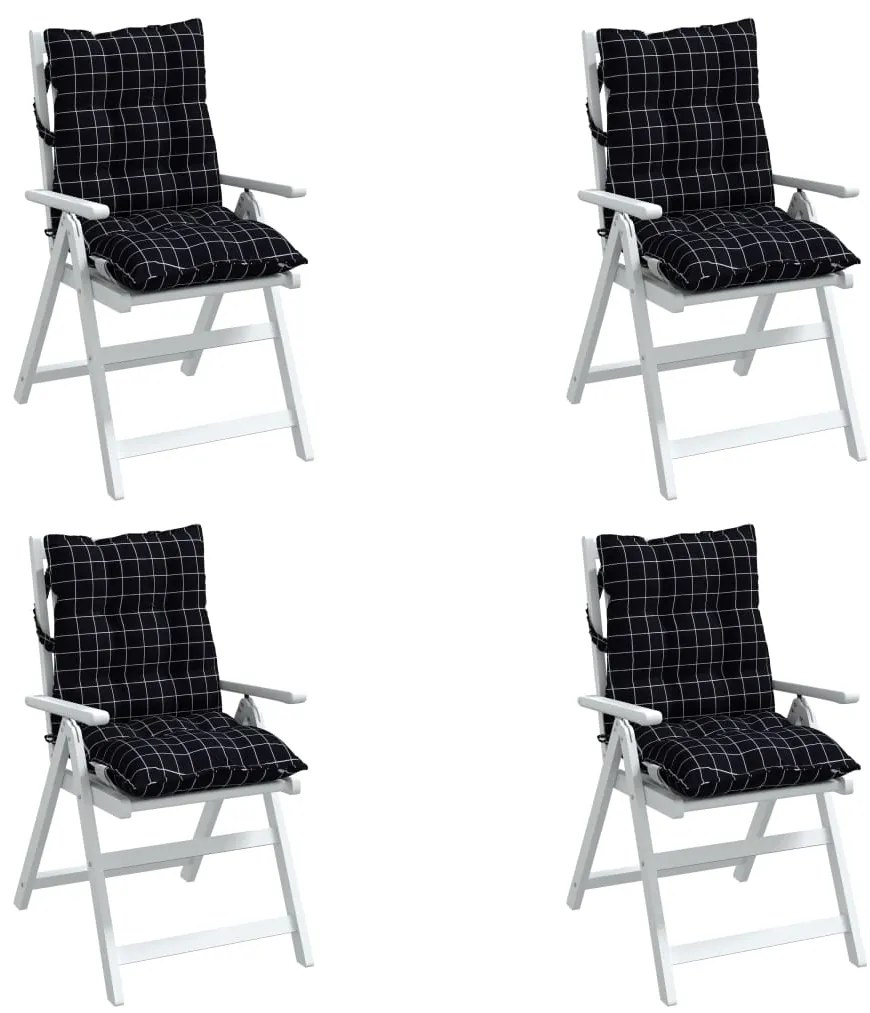 Almofadões cadeira encosto baixo 4 pcs oxford xadrez preto