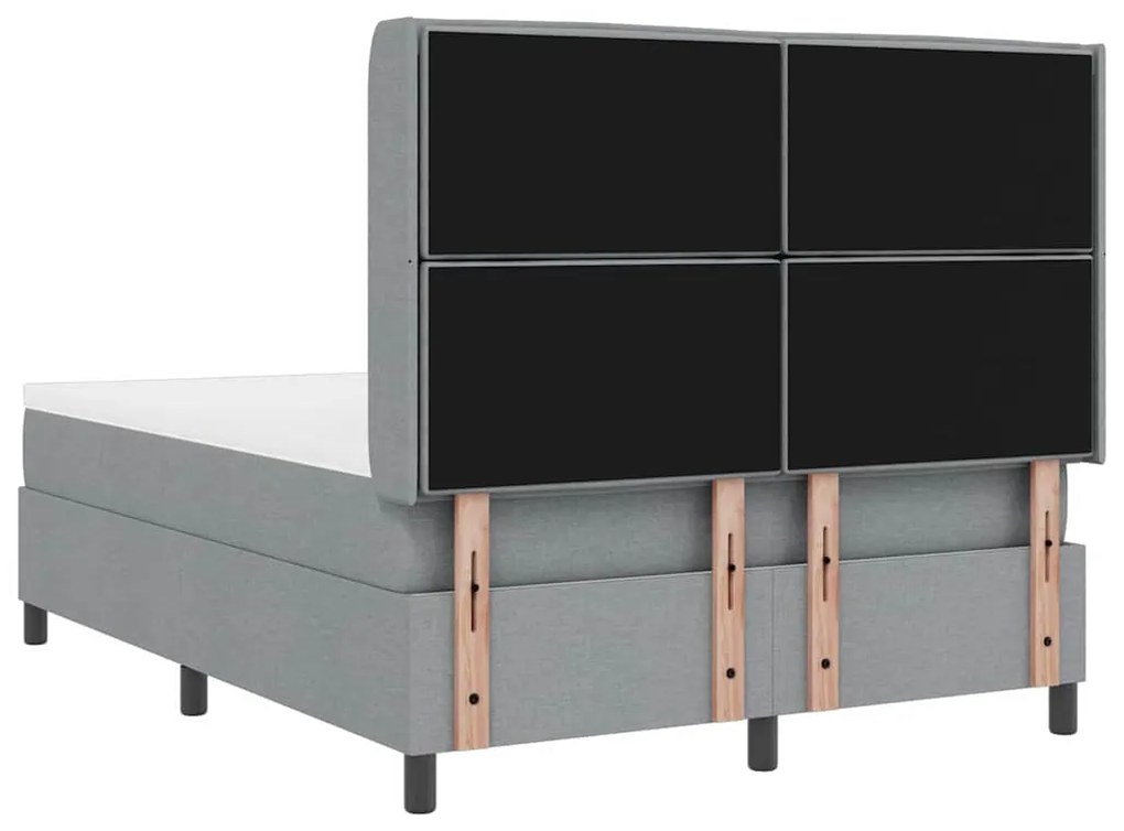 Cama com Estrado e Colchão Cinza Claro 140x200 cm em Tecido