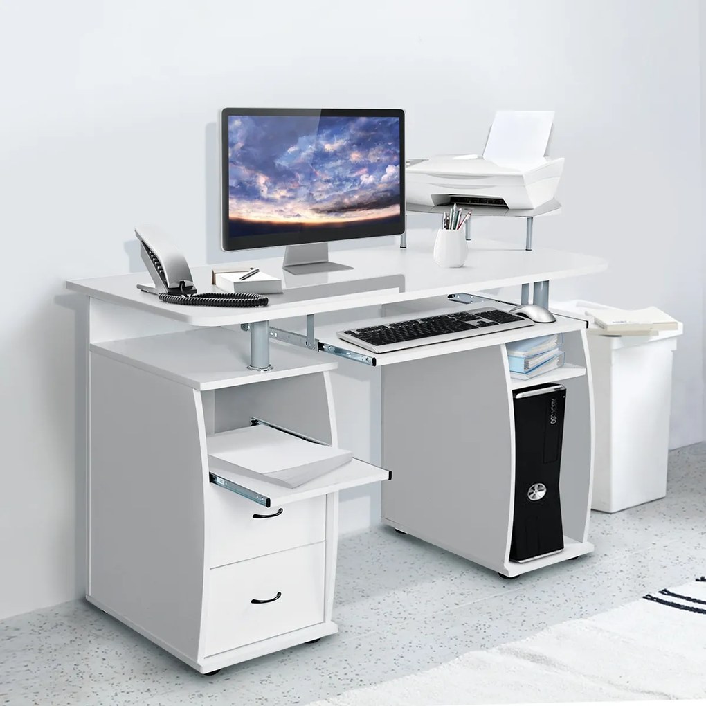 Mesa Computador Madeira Secretária para Escritório 120 x 55 x 85 cm Branco