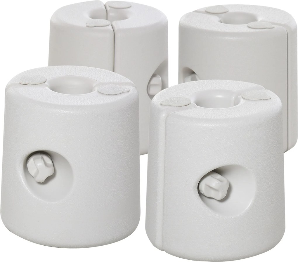 Outsunny Conjunto 4 Suportes Tendas Enchíveis Água 9kg Fixação Estável Resistente Ø22 24x25cm Branco | Aosom Portugal