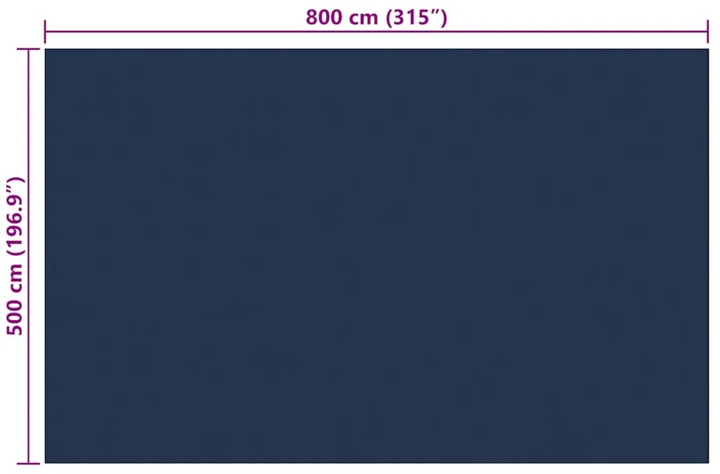 Película para piscina PE solar flutuante 800x500cm preto e azul