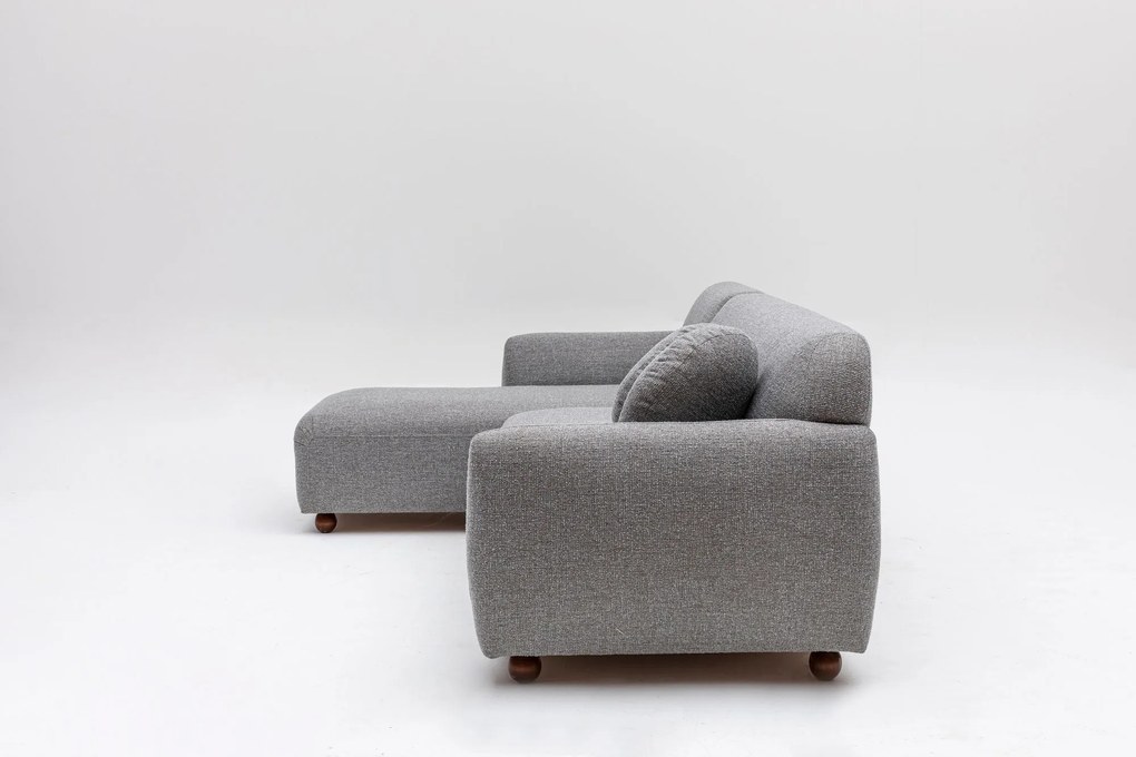 Sofá Chaise Longue "Stockholm" - Cinzento Claro com Pernas em Faia - 2