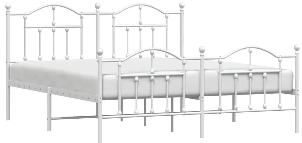 Estrutura de cama com cabeceira e pés 160x200 cm metal branco