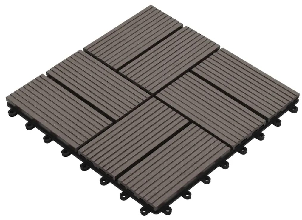 Ladrilhos de pavimento 11 pcs WPC 1m² 30x30 cm castanho escuro