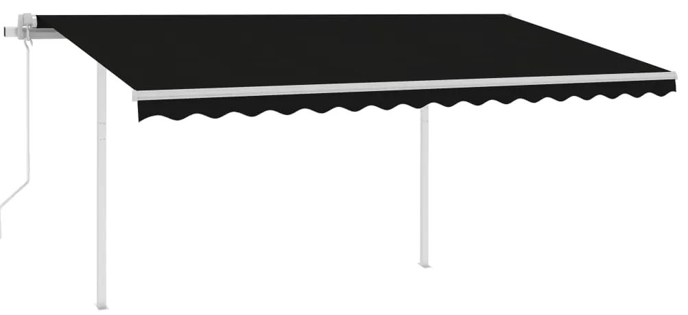 Toldo retrátil automático com postes 4x3,5 m antracite
