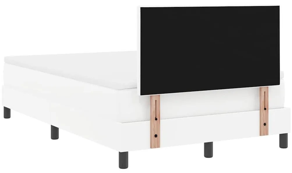 Cama Box Spring Branca com Colchão, Casal Pequena, Couro Sintético