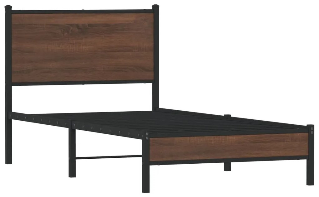 Estrutura de cama sem colchão 90x190 cm metal carvalho castanho