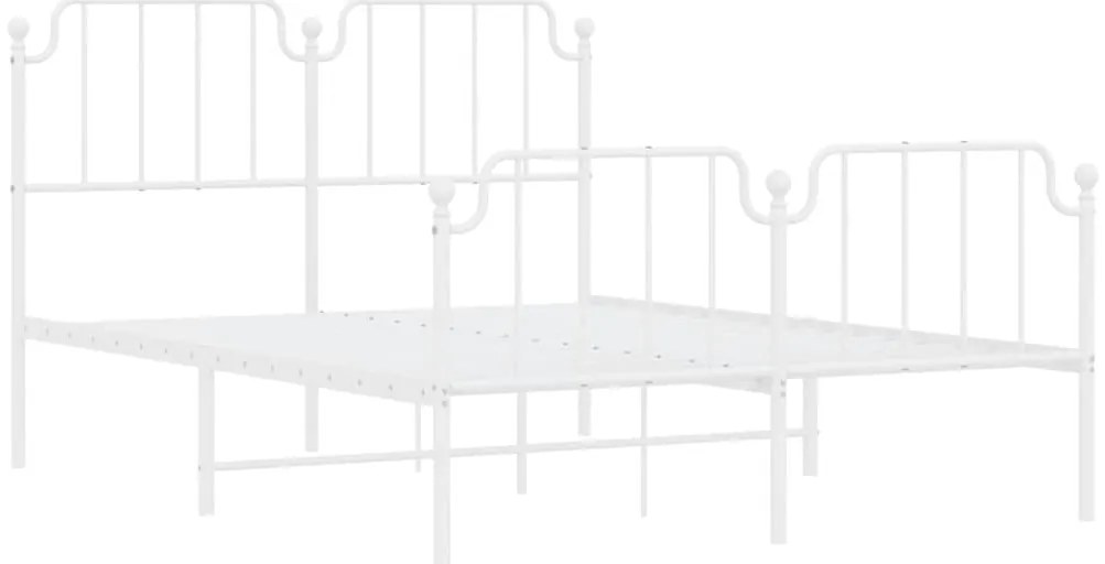 Estrutura de cama com cabeceira e pés 135x190 cm metal branco