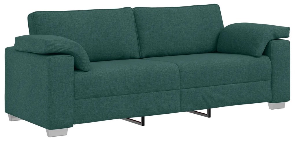 Conjunto de Sofás 2 Peças com Almofadas Verde Escuro em Tecido