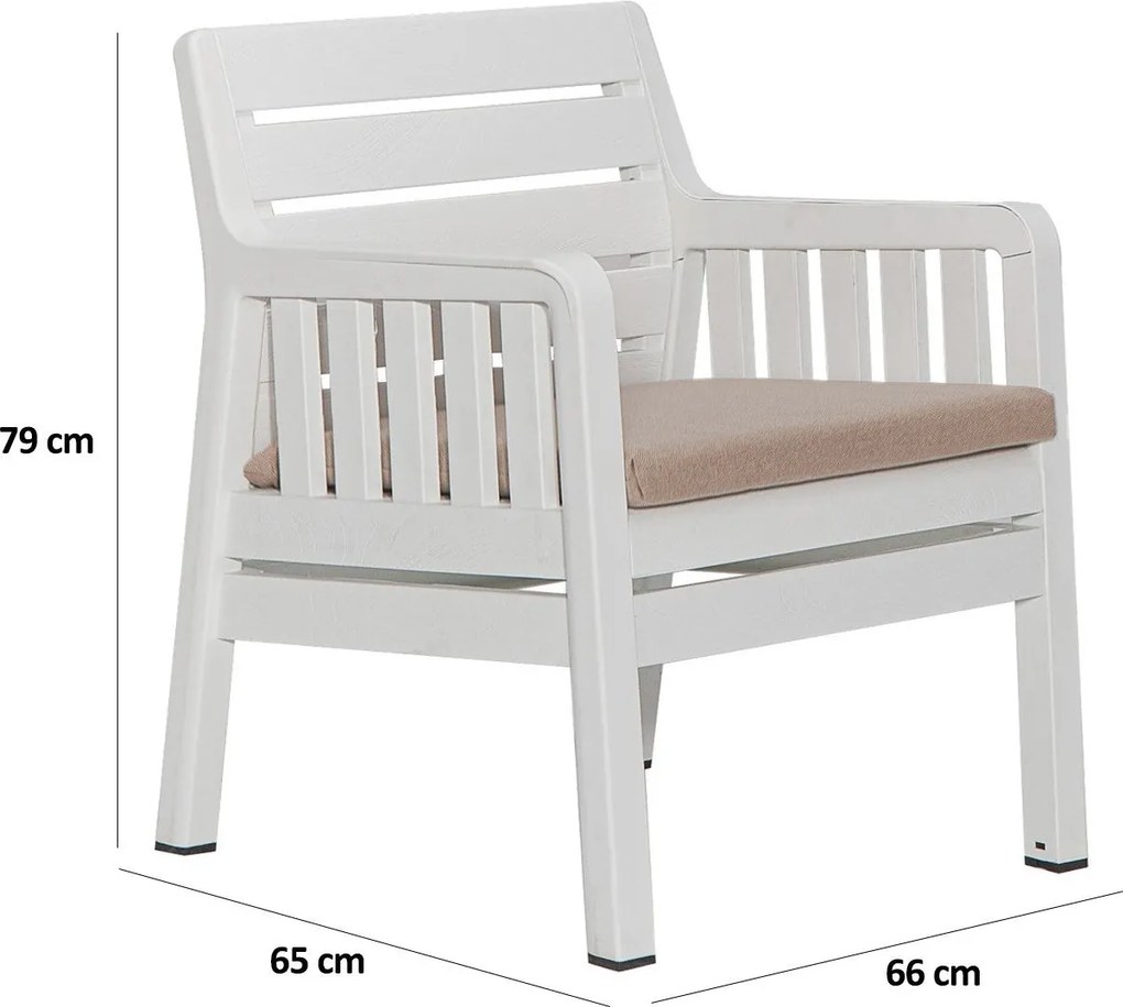 Conjunto de Jardim Lara – 2 Poltronas + Mesa de Centro – Polipropileno