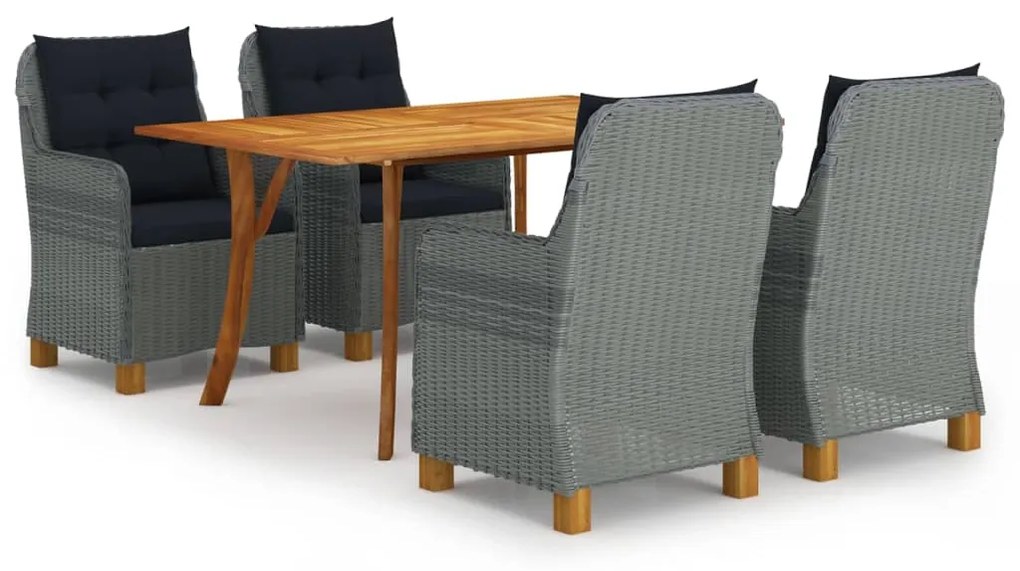 vidaXL 5 pcs conjunto de jantar para jardim cinzento-claro