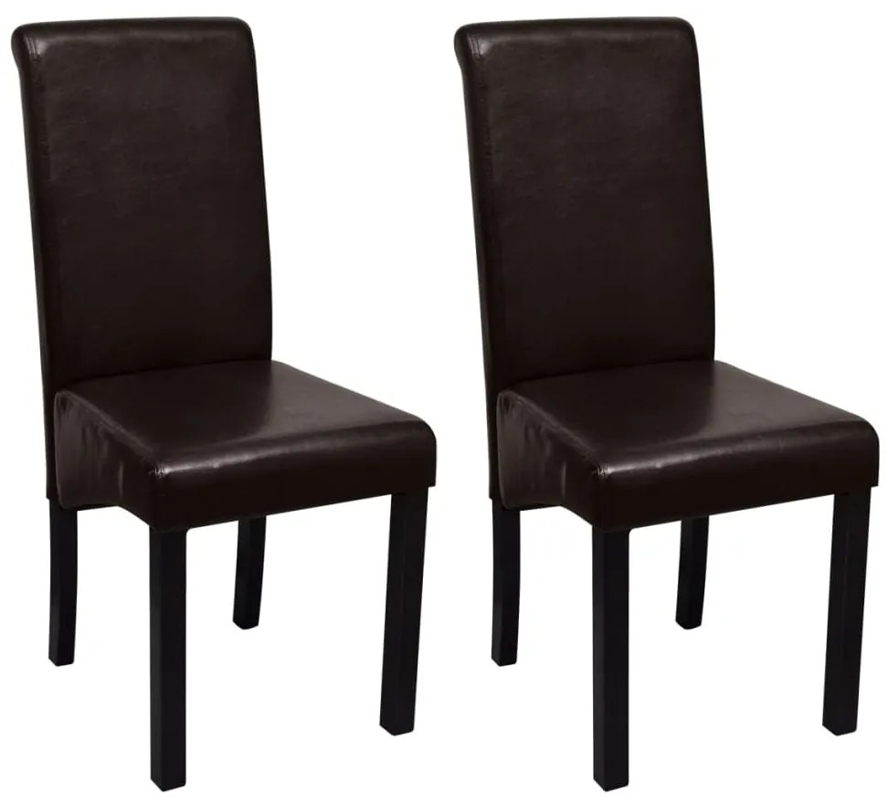 vidaXL Cadeiras de jantar 2 pcs couro artificial castanho