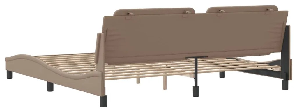Estrutura cama cabeceira 200x200 cm couro artificial cappuccino