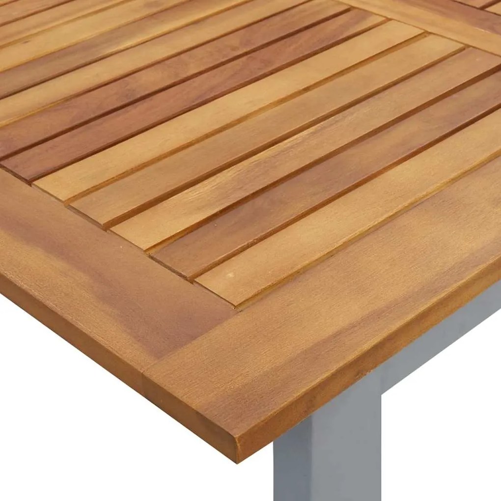 Mesa de Jantar Externa vidaXL Cinza 160x80x75 cm Aço e Madeira Sólida