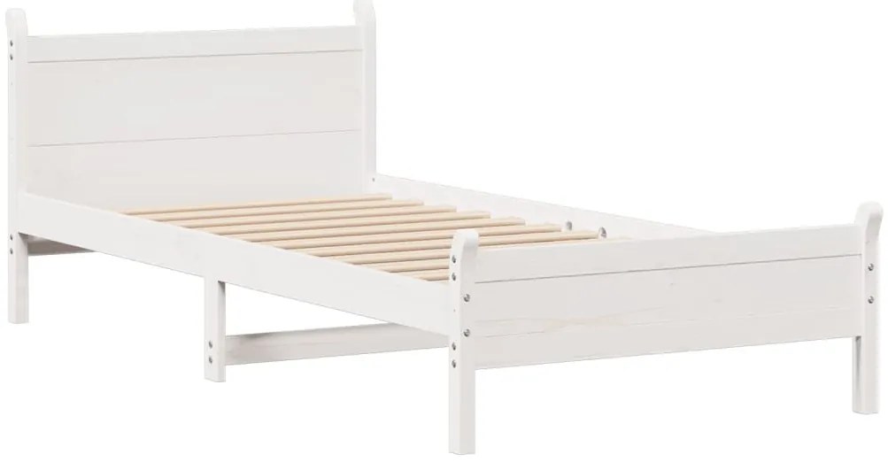 Cama sem colchão 90x200 cm madeira de pinho maciça branco