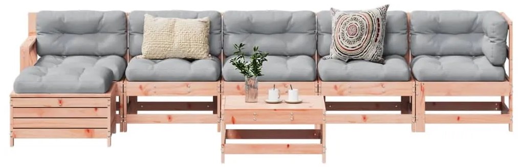 7 pcs conjunto lounge de jardim madeira de douglas maciça