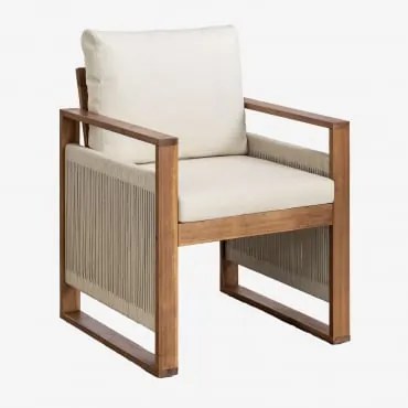 Pack De 2 Cadeiras De Jantar Com Braços Em Madeira De Acácia Nayely Tecido Gardénia Branco - Sklum