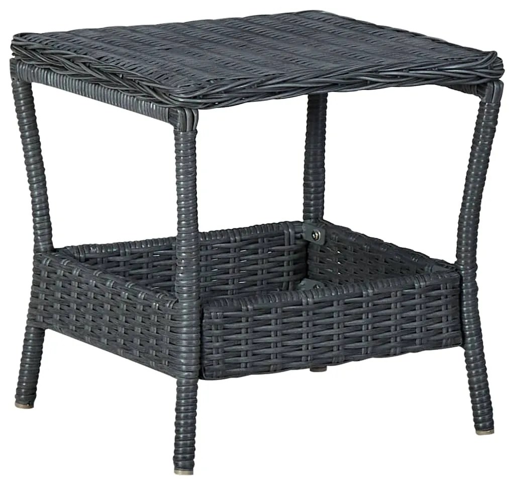 3 pcs conj. lounge jardim c/ almofadões vime PE cinzento-escuro