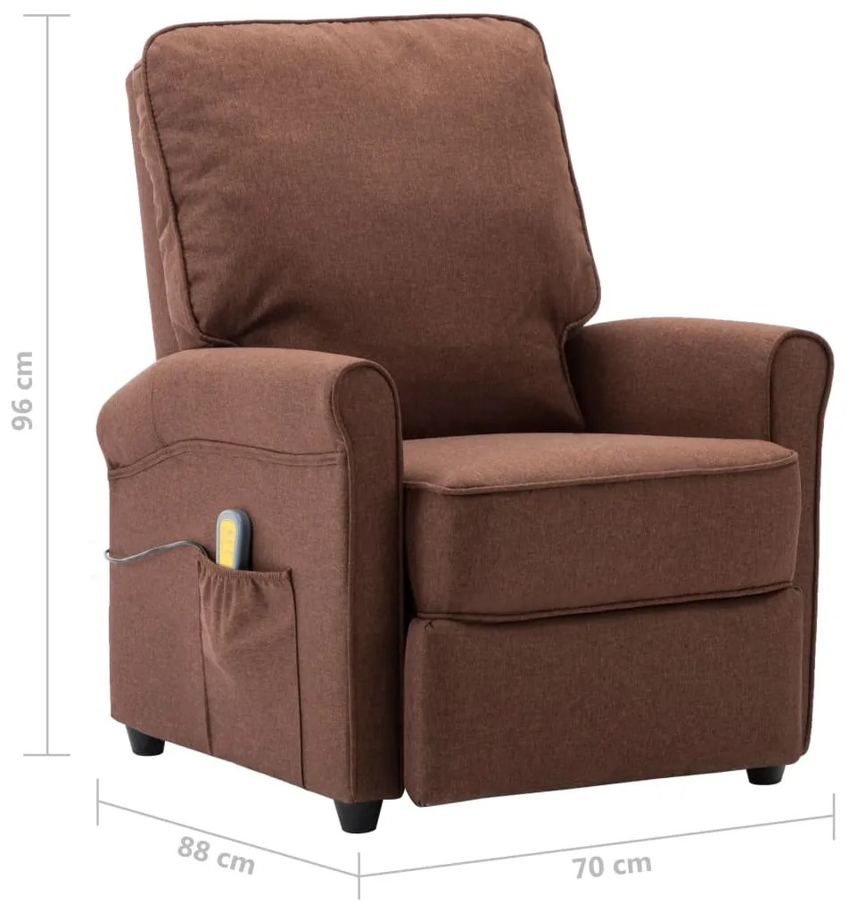 Poltrona de massagens reclinável tecido castanho