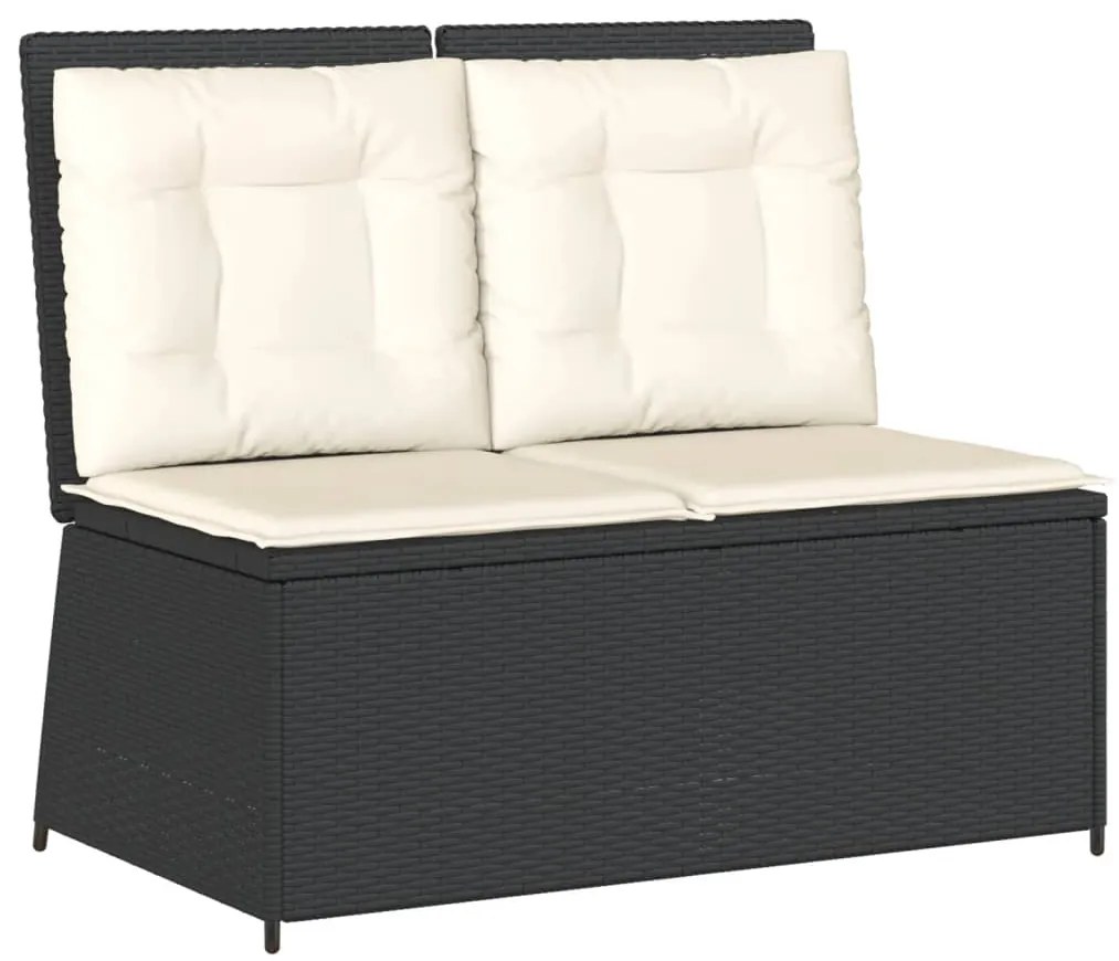 7 pcs conjunto lounge de jardim c/ almofadões vime PE preto