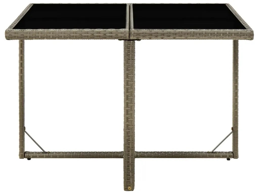 Mesa de jardim 109x107x74 cm vime PE e vidro cinzento