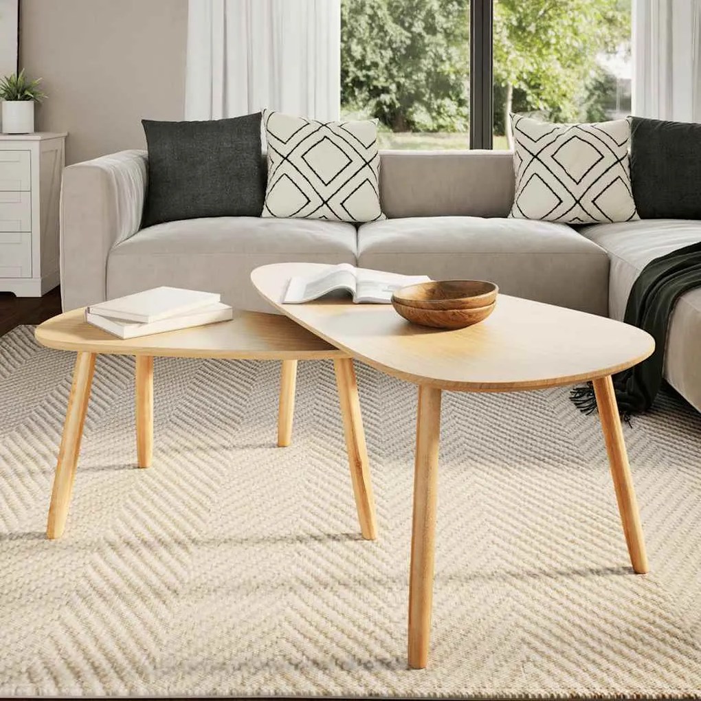 Conjunto mesas de centro 2 pcs pinho maciço castanho