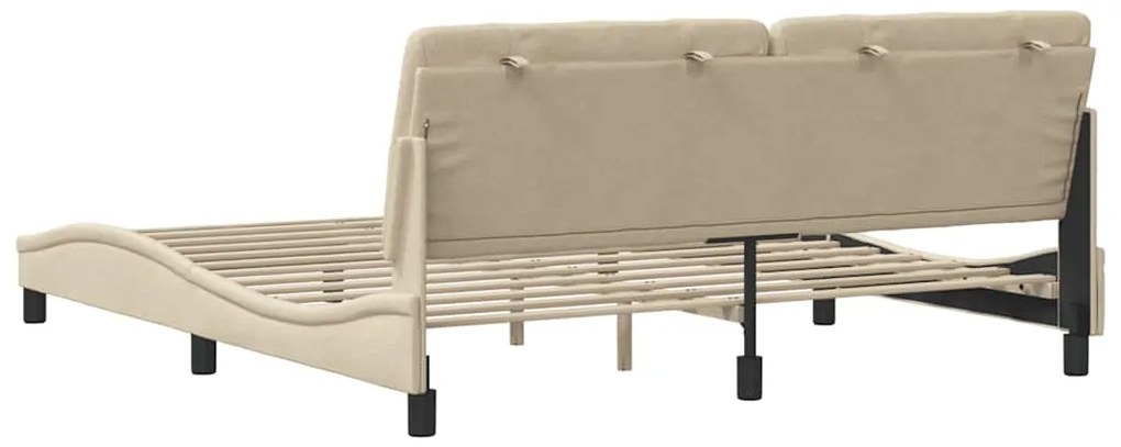 Estrutura de cama sem colchão 180x200 cm tecido cor creme