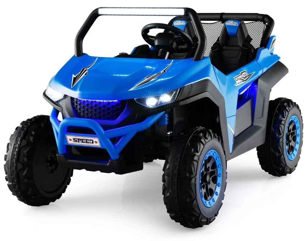Carro elétrico crianças a bateria 12 V 2 Lugares com comando à distância 2,4G Alta/Baixa velocidade Música 3 a 8 anos 118 x 74 x 71 cm Azul