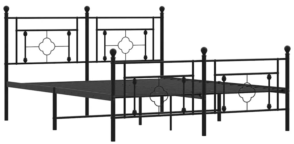 Estrutura de cama com cabeceira e pés 150x200 cm metal preto
