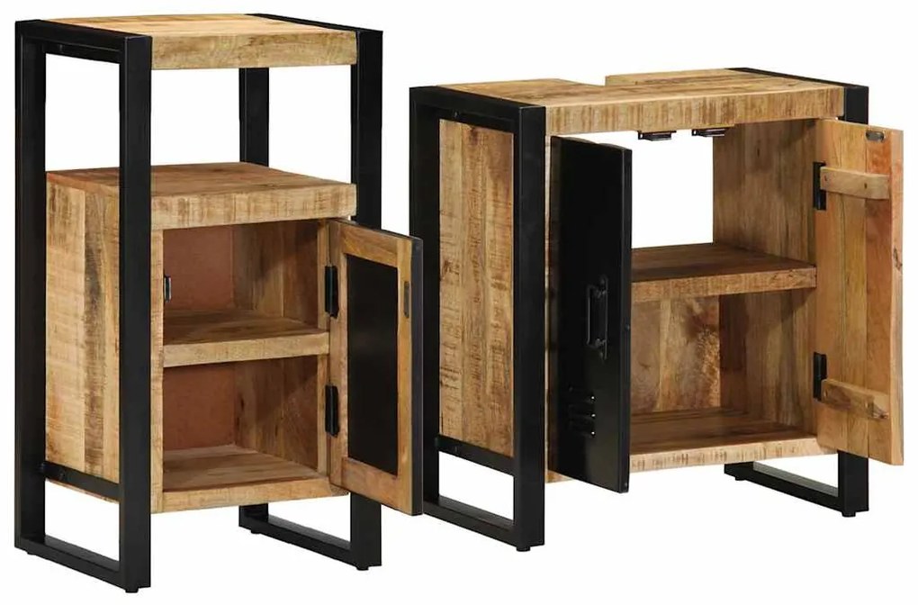 Conjunto de Móveis para Banheiro 2 pcs Madeira de manga rústica