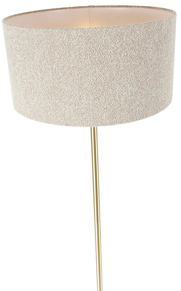 Candeeiro de pé em latão com abajur em bouclé bege 50 cm - Simplo Design,Moderno