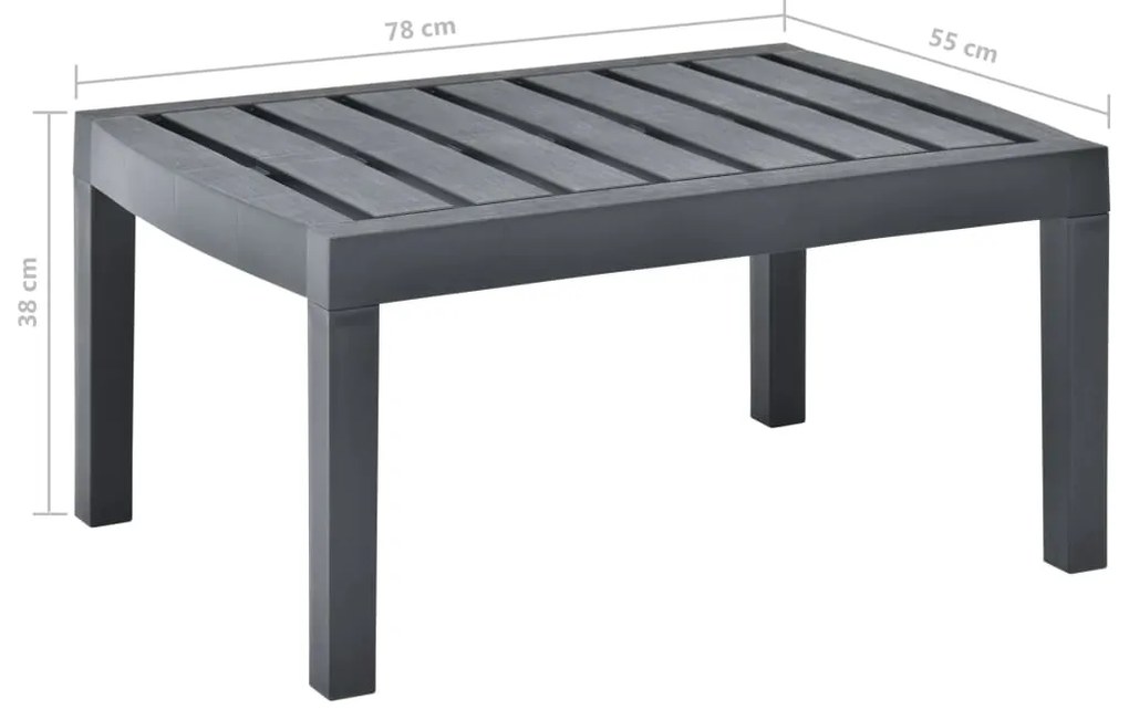 Mesa de jardim 78x55x38 cm plástico antracite