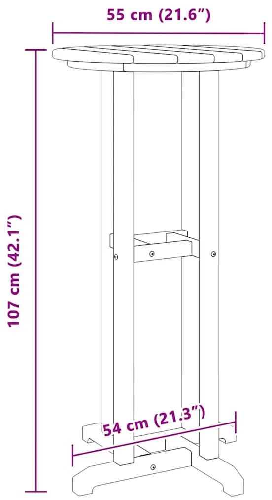 Mesa de Bar Cinzento-claro 55x55x107 cm HDPE