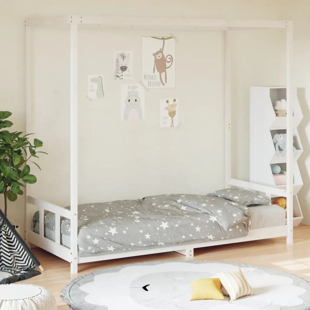 Estrutura de cama infantil 90x190 cm pinho maciço branco