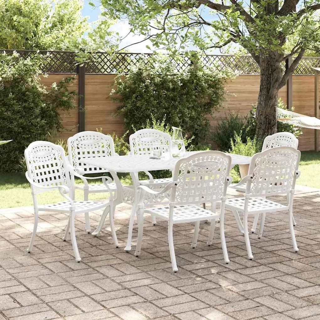 vidaXL Conjunto de Jantar para Jardim 7 pcs Branco Alumínio