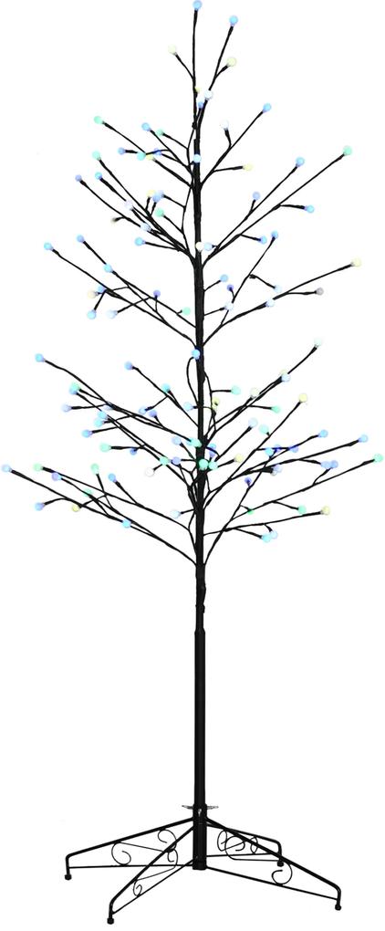 HOMCOM Árvore Sintética Altura 150cm com 120 Luzes LED IP44 Ajustável em 7 Modos Ramos Flexíveis e Base de Candeeiro Árvore Iluminada Decoração de Natal para Interiores 55x55x150cm Preto