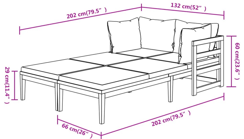 Espreguiçadeiras c/ almofadões cinza-escuro 2pcs madeira acácia