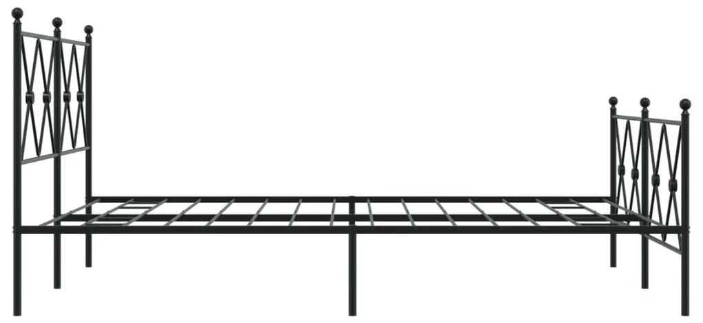 Estrutura de cama com cabeceira e pés 137x190 cm metal preto