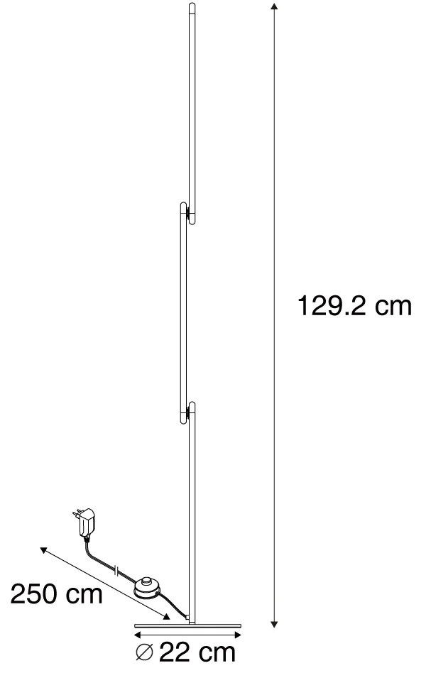 Candeeiro de pé de design preto com LED regulável em 3 níveis - Gate