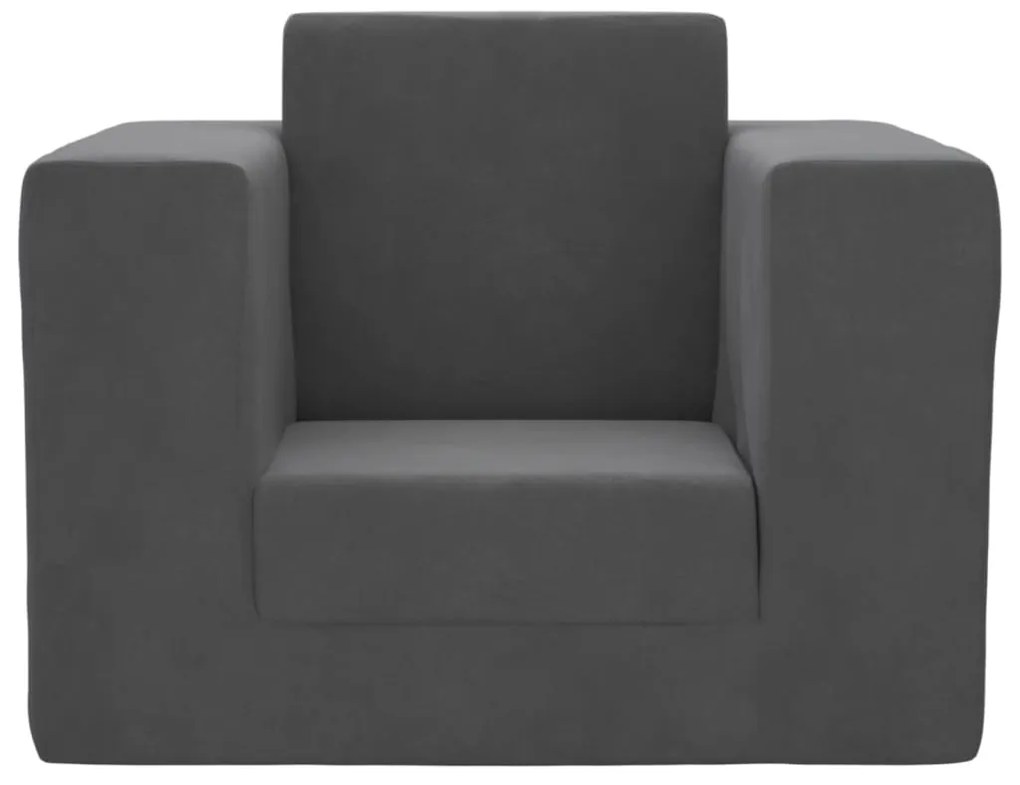Sofá-cama infantil pelúcia macia antracite