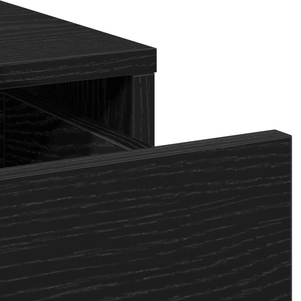 Conjunto de Mesa de Toucador 2 Peças com LED de Carvalho Preto Engenha