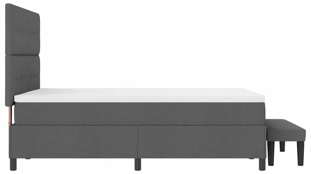 Cama Box com Colchão e Banco Cinza Escuro 140x200 cm Tecido