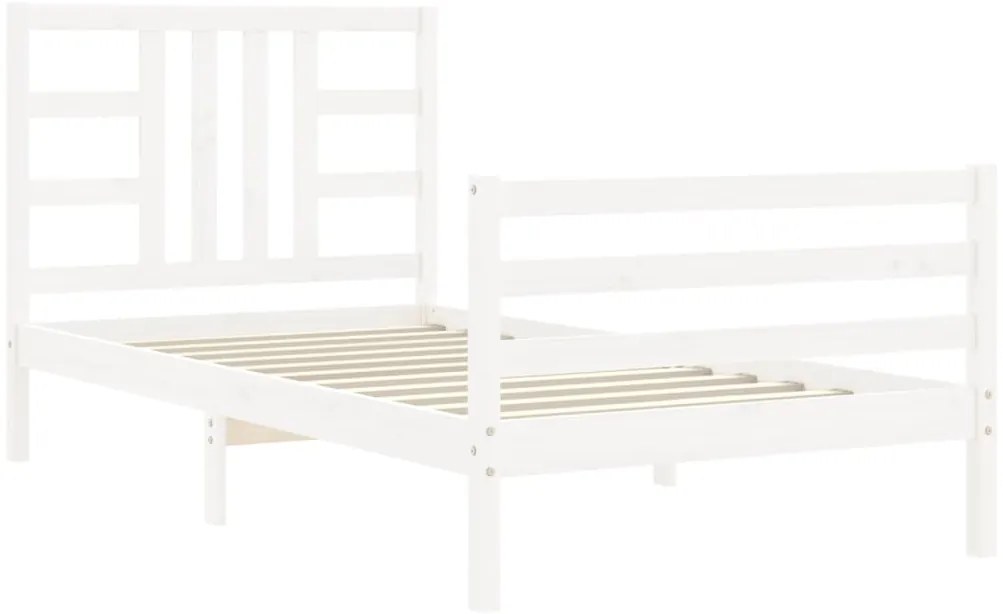 Cama sem colchão 100x200 cm madeira de pinho maciça branco