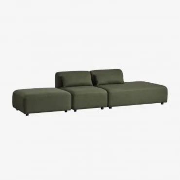 Sofá Modular De 2 Peças Com Chaise Longue Direita E Pufe Fogler Chenille Verde Sálvia - Sklum