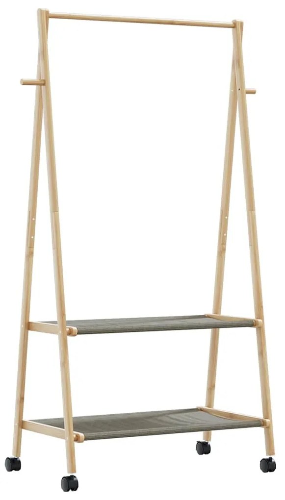 Cabide com prateleiras e rodas 96x45,5x155,5 cm bambu