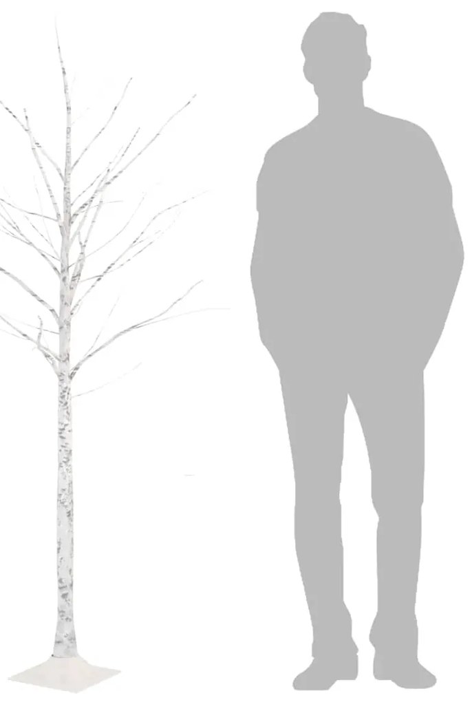 Árvore c/ 96 luzes LED 180 cm bétula branco quente