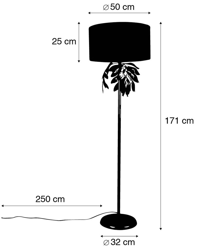 Candeeiro de pé vintage dourado antigo com cúpula verde - Linden