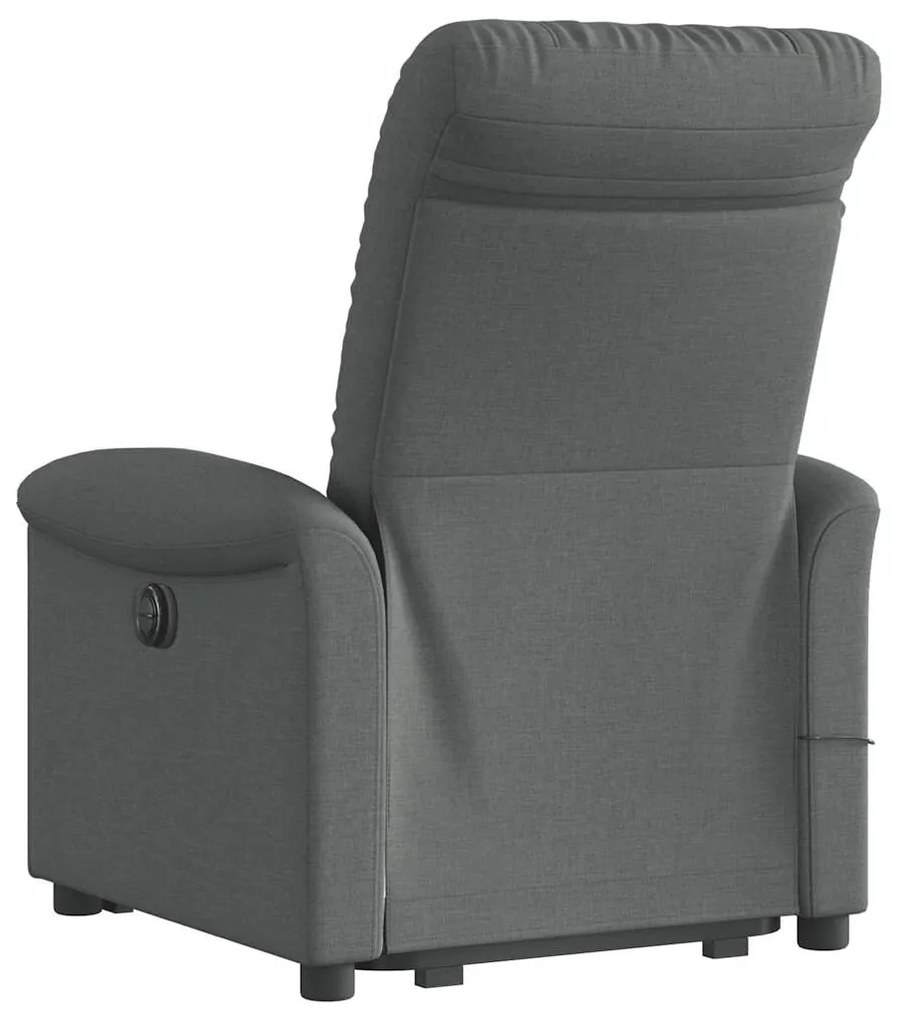 Poltrona elevatória de massagens tecido cinzento-escuro