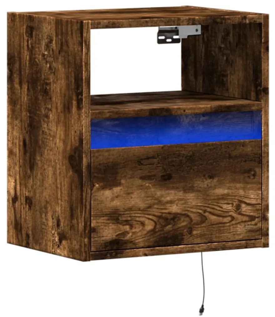 Móvel de parede p/ TV c/ luzes LED 41x31x45 cm carvalho fumado