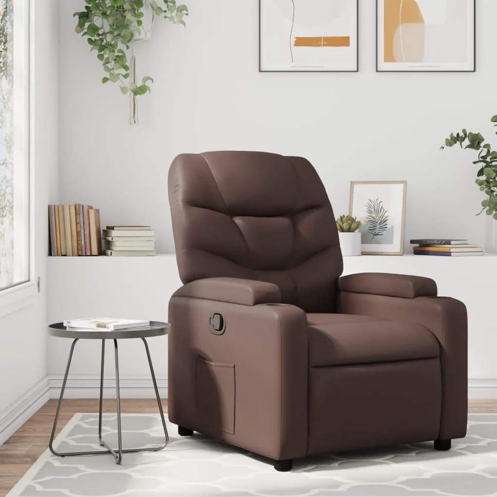 vidaXL Poltrona reclinável couro artificial castanho